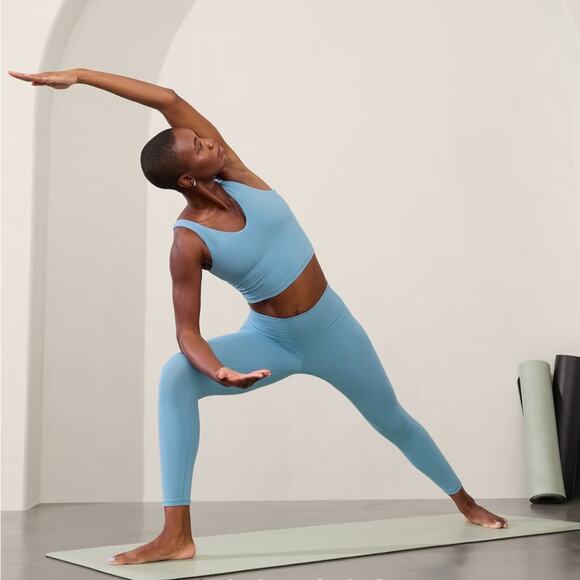 Athleta | Transcend 7/8 Tight Baby Blue Leggings Yoga Pilates Athleisure Run XL - Picture 1 of 9